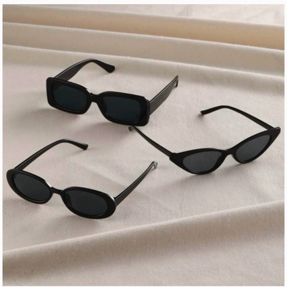 Y2K Black Fashion Cateye Retro Fashion Sunglasses 3 pair - Picture 2 of 6
